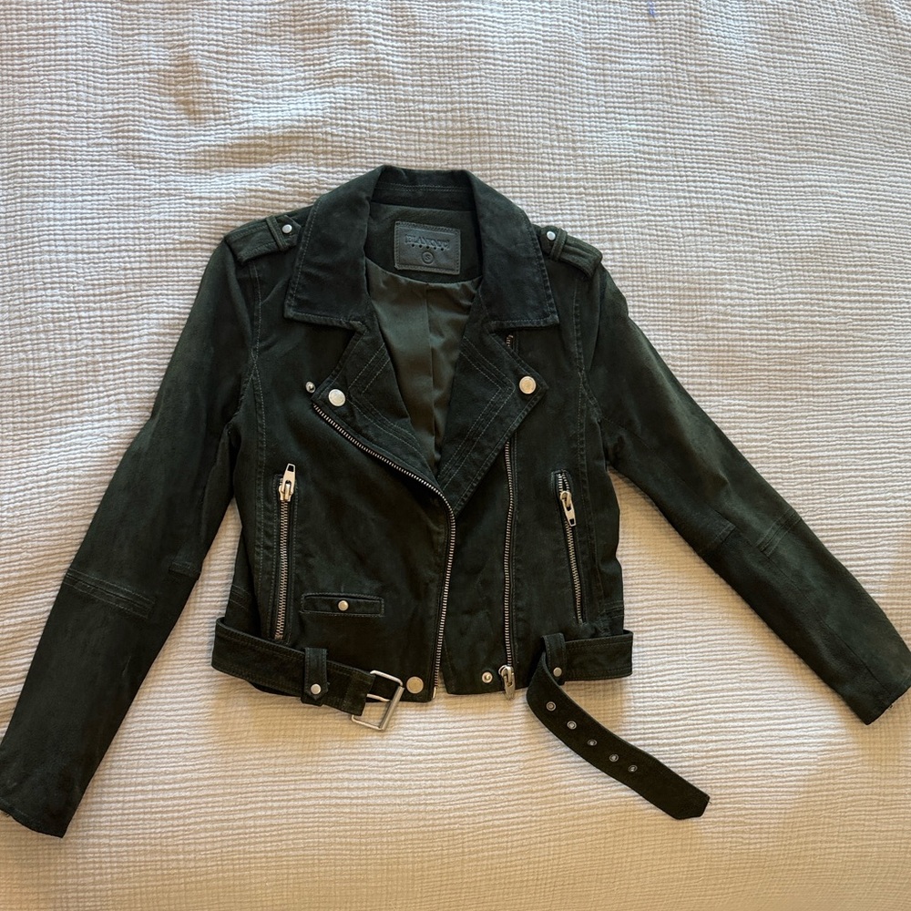 Blank NYC Dark Green Suede Biker Jacket